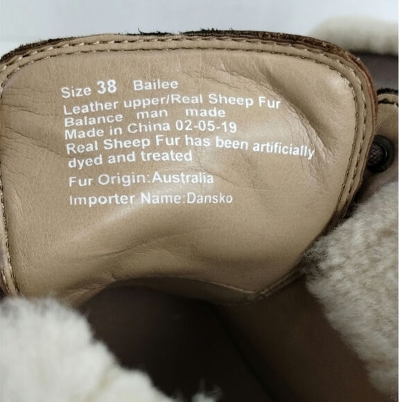 Dansko Bailee Lace Up Bootie size 38 US 7.5 8 brown leather fleece trim - Picture 9 of 9